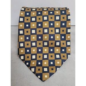Brooks Brothers Makers Men's Navy Blue Brown 100% Silk Necktie Made In USA  56 "